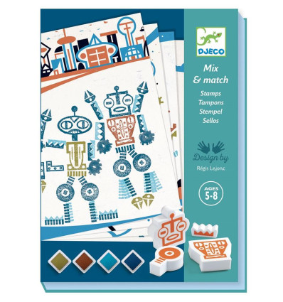 Roboty zestaw kreatywny z pieczątkami Djeco 5+