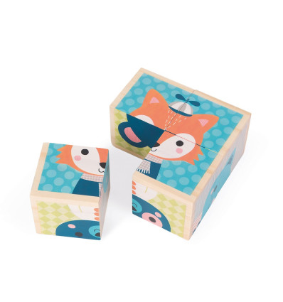 Klocki drewniane 6 obrazków - LAS Janod 12 m-cy+