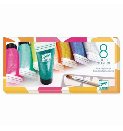 Farby żelowe z brokatem 8 tubek Djeco 6+
