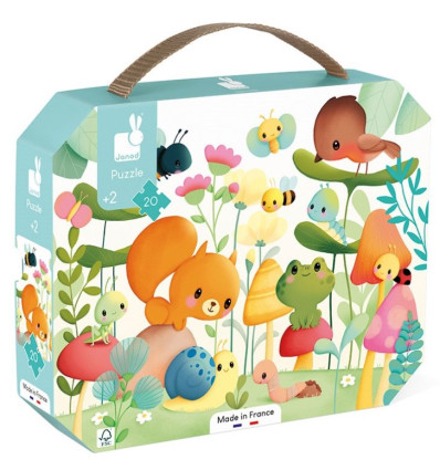 Przyjaciele z ogródka puzzle 20 el. walizka Janod