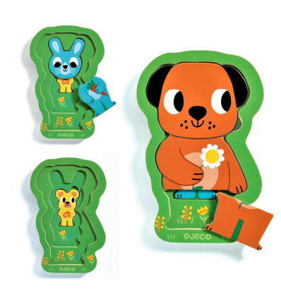 Układanka drewniana 3 Warstwy Charly Djeco