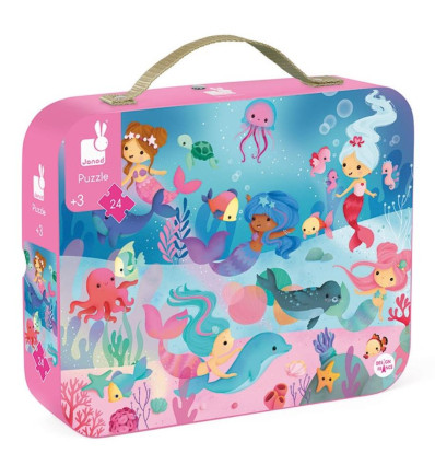 Syrenki puzzle w walizce 24 el. walizka Janod 3+