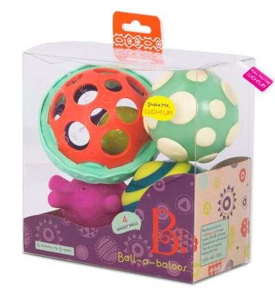 Ball-a-Baloos 4 piłki sensoryczne B.Toys 6 m-cy+