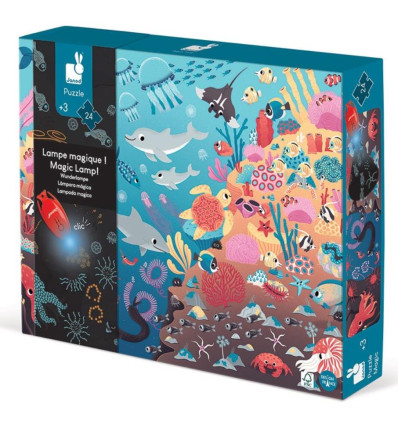 Ocean magiczne puzzle z lampką UV 24 el. Janod 3+