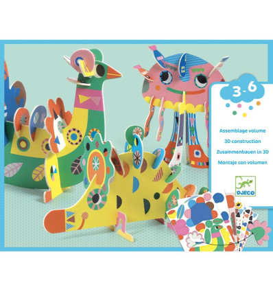 Zwierzątka puzzle 3D z naklejkami Djeco 3+