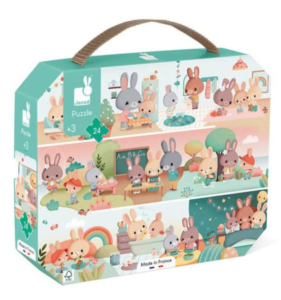 Jeden Dzień puzzle 24 el. walizka Janod 3+