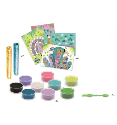 Zestaw artystyczny z piaskiem i brokatem Paw Djeco