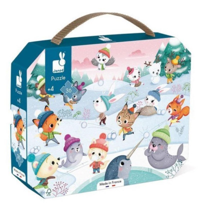 Zabawa na śniegu puzzle w walizce 36 el.Janod 4+