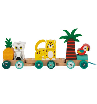 Pociąg do ciągnięcia klocki Tropiki Janod 12 m-cy+