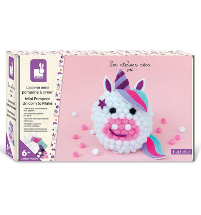 Jednorożec zestaw kreatywny mini-pompony Janod 6+
