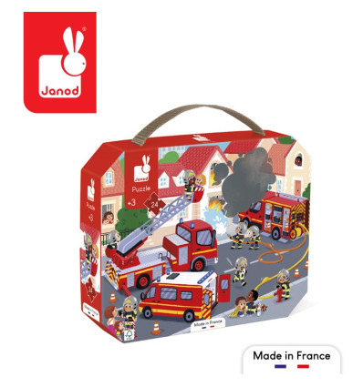 Strażacy puzzle 24 el. walizka Janod 3+