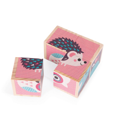 Klocki drewniane 6 obrazków - ZWIERZĄTKA Janod