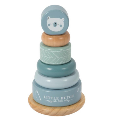 Piramida drewniana nakładanka błękit Little Dutch