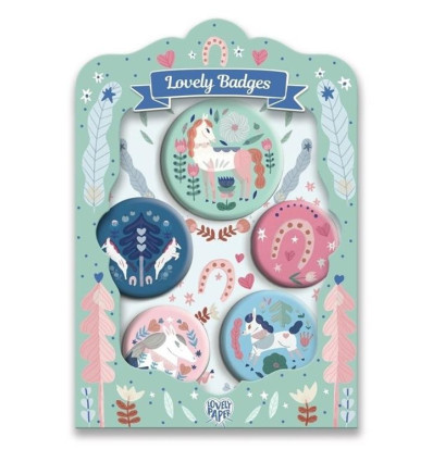 Przypinki KONIE komplet 5 sztuk Djeco