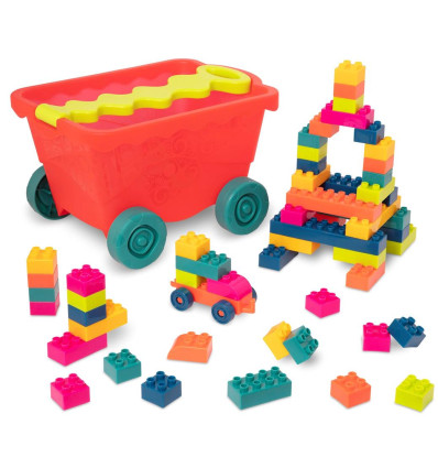 Wózek do ciągnięcia z klockami B.Toys 18 m-cy+