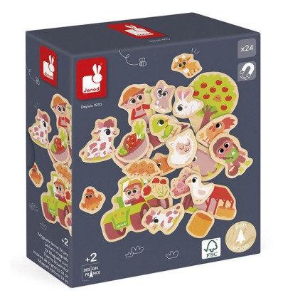 Farma magnesy drewniane 24 szt Janod 2+