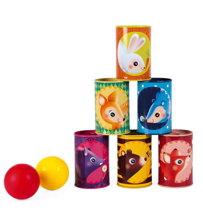 Zbijanie puszek gra zręcznościowa Janod 3+