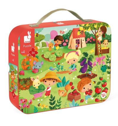 Ogród puzzle w walizce 36 el.Janod 4+