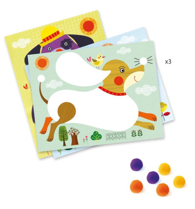 Obrazki z pomponów PSY Zestaw kreatywny Djeco