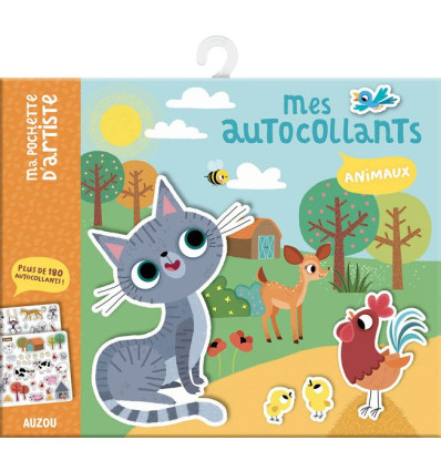 Zwierzęta naklejki wielokrotne z planszami Auzou