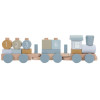 Drewniany pociąg z klockami błękit Little Dutch