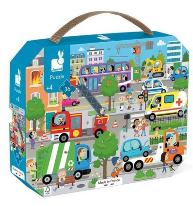 Miasto puzzle w walizce 36 el. Janod 4+