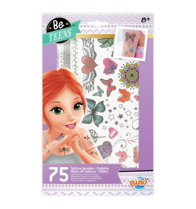 Tatuaże brokatowe dla dziewczynki 75 sztuk Buki