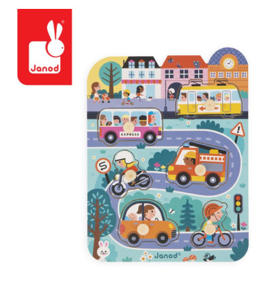 W Mieście puzzle drewniane Janod 18 m-cy+