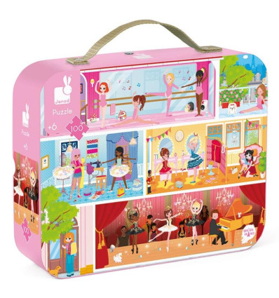 Szkoła tańca Balet puzzle w walizce Janod 6+