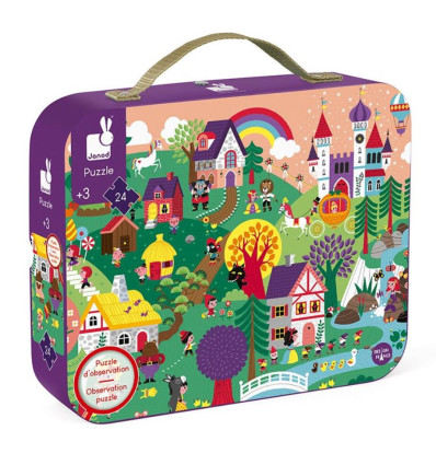 Baśnie puzzle obserwacyjne 24 el. walizka Janod 3+