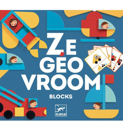 Ze GeoVroom Układanka Pojazdy drewno Djeco 3+