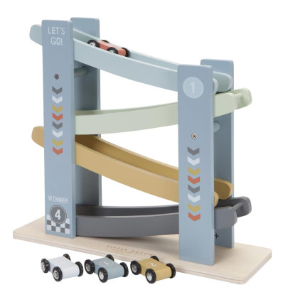 Zjeżdżalnia z autkami błękitna Little Dutch 18 m-c