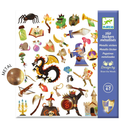 Zamki i rycerze naklejki metaliczne 160 szt. Djeco