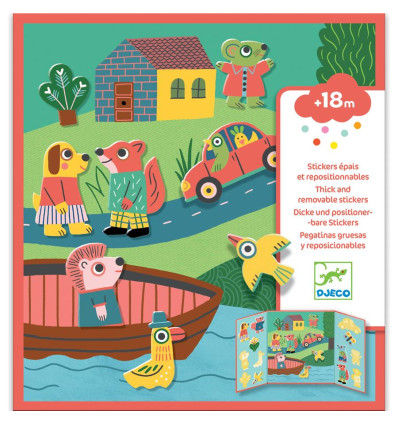 Zwierzęta Naklejki wielokrotne Djeco 18 m-cy+