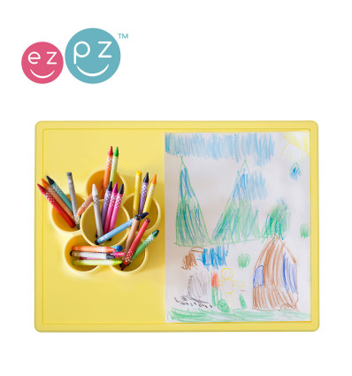 Silikonowa mata do zabawy z pojemniczkami żółta