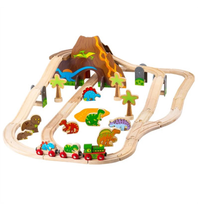 Duża kolejka Dinozaury tory pociąg Bigjigs 3+