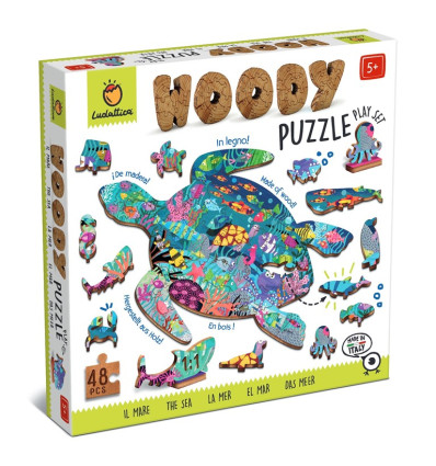 Ocean drewniane puzzle konturowe Ludattica 5+
