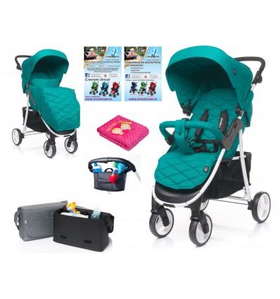 Wózek 4BABY 2018 MOSKITIERA FOLIA ORGANIZER KOCYK FULL ZESTAW