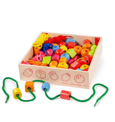 Drewniane korale do nawlekania Bigjigs 3+