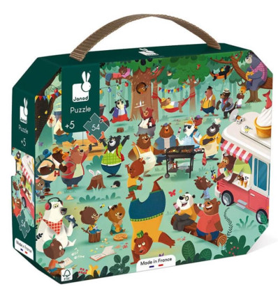 Rodzina Misiów puzzle w walizce 54 el. Janod 5+