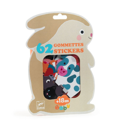 Zwierzęta z farmy naklejki 62 szt. Djeco 18 m-cy+