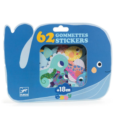 Zwierzęta morskie naklejki 62 szt. Djeco 18 m-cy+