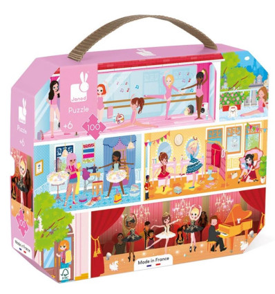 Szkoła tańca Balet puzzle w walizce Janod 6+