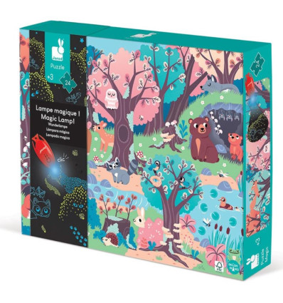 Las magiczne puzzle z lampką UV 24 el. Janod 3+