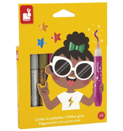 Klej z brokatem 9 tubek seria Colo Janod 3+