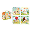 Zwierzątka na farmie puzzle 4 układanki Janod 2+
