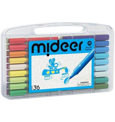 Markery akrylowe 36 szt w walizce Mideer 3+