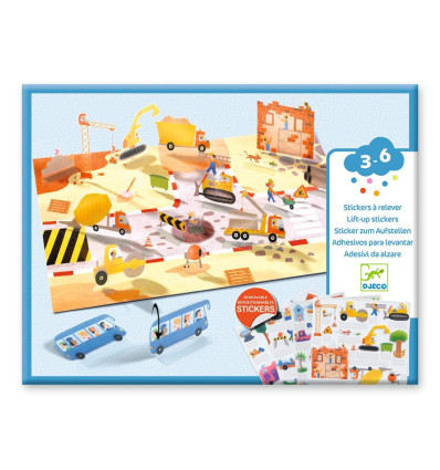 Pojazdy 3D naklejki wielokrotne Djeco 3+