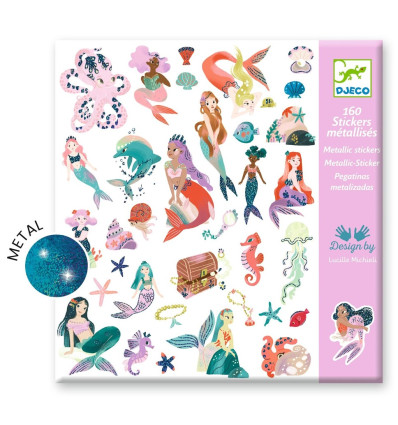 Lśniące syreny naklejki metaliczne 160 szt. Djeco