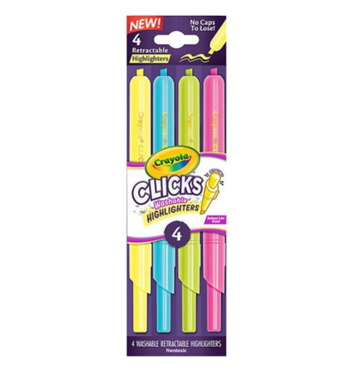 Crayola Zakreślacze Automatyczne Clicks 4 szt 8+